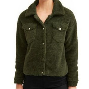 Jason Maxwell Olive Green Teddy Jacket Shacket XL